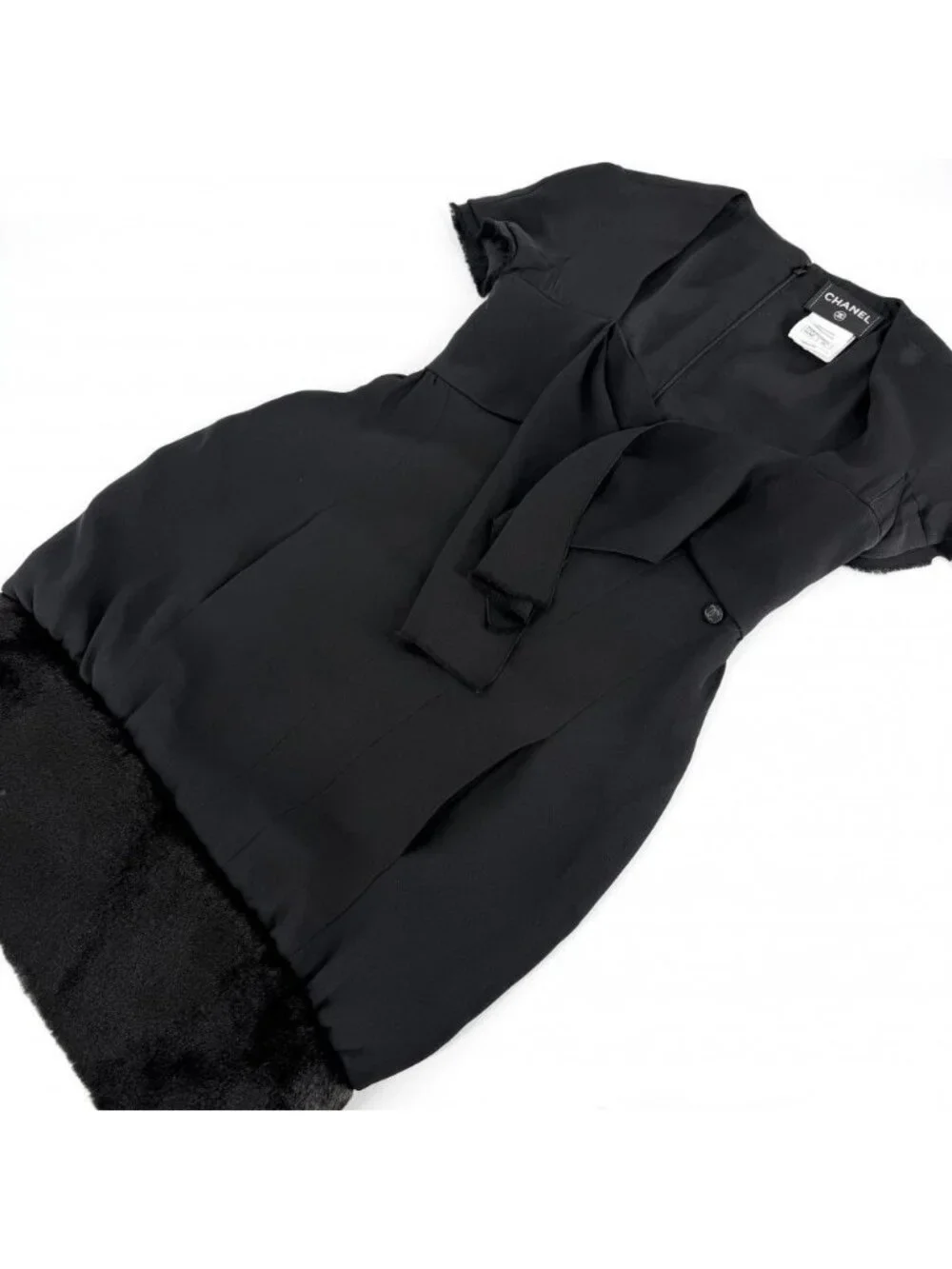 Chanel Dress Short Sleeve 36 Black Silk All Season